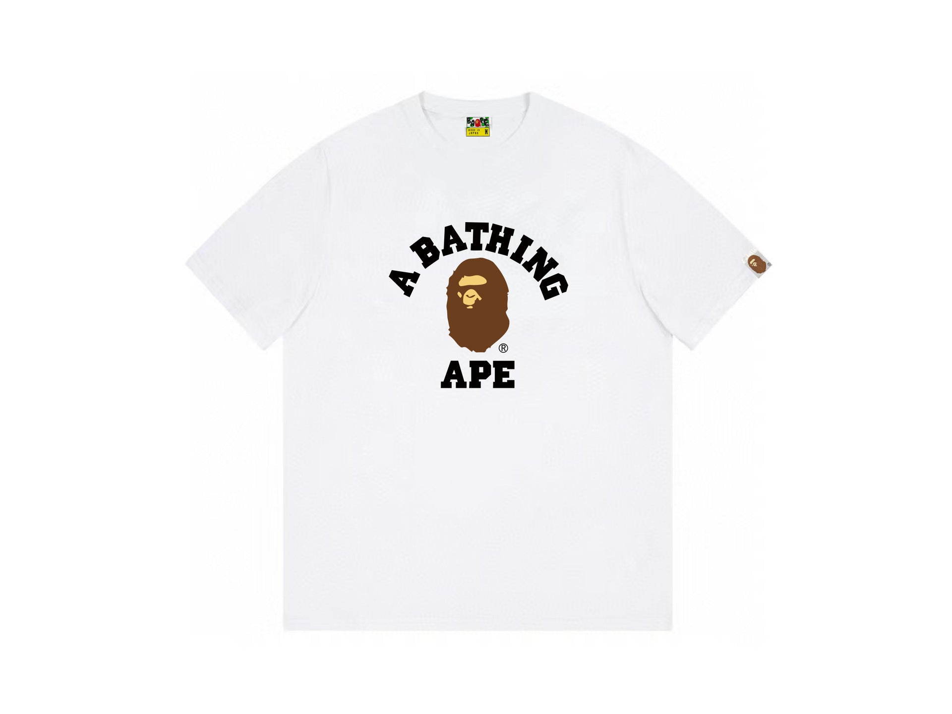 High version cross-border summer new trendy brand BAPE Little Ape Man letter seamless cylindrical 260G pure cotton short sleeved T-shirt (2)