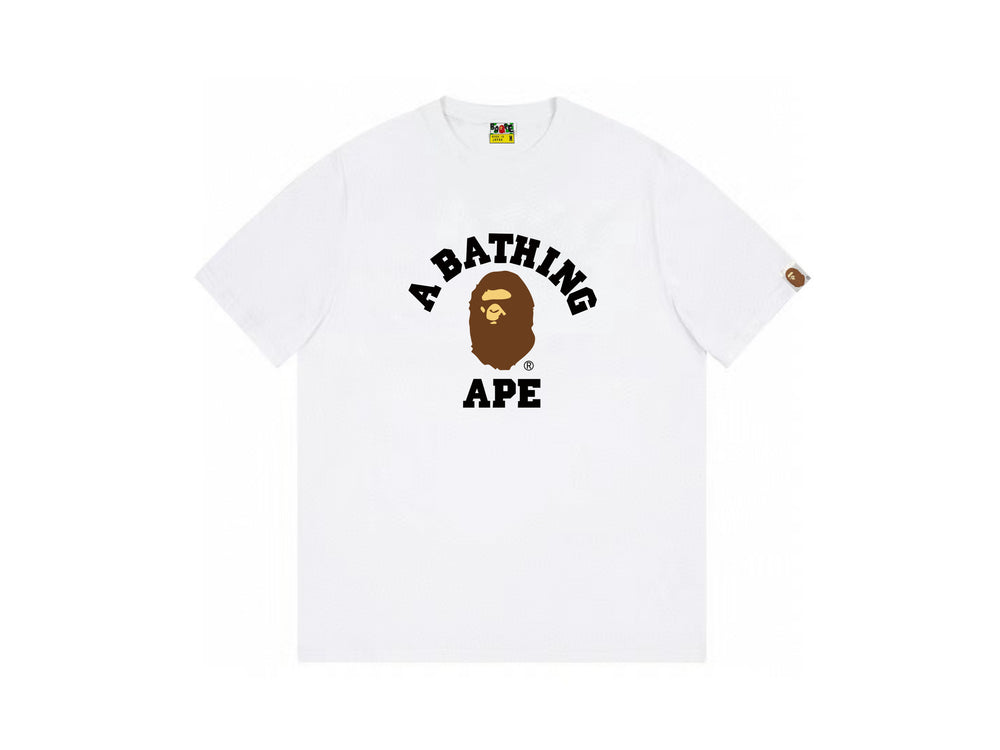 High version cross-border summer new trendy brand BAPE Little Ape Man letter seamless cylindrical 260G pure cotton short sleeved T-shirt (2)