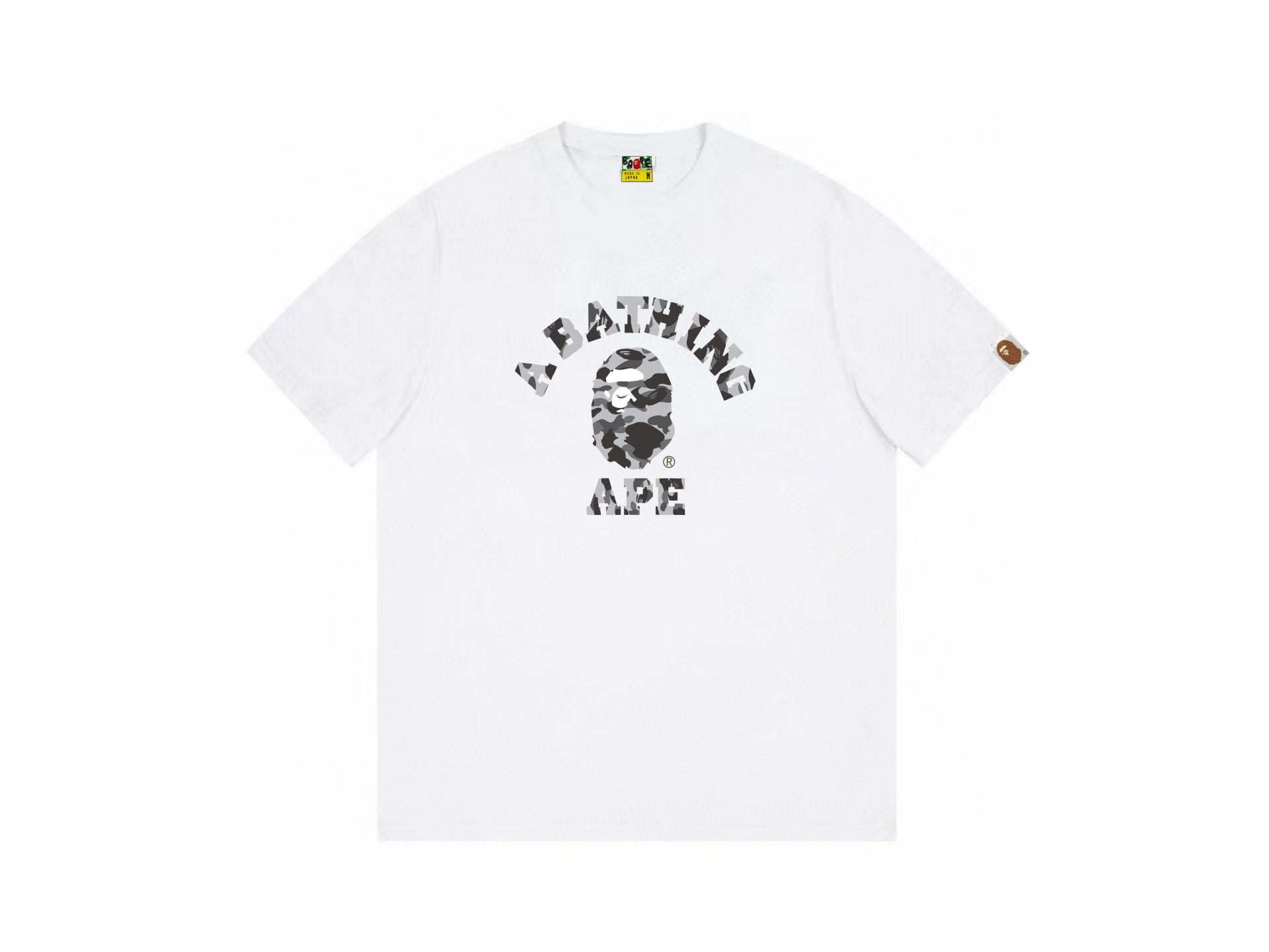 High version cross-border summer new trendy brand BAPE Little Ape Man letter seamless cylindrical 260G pure cotton short sleeved T-shirt (30)