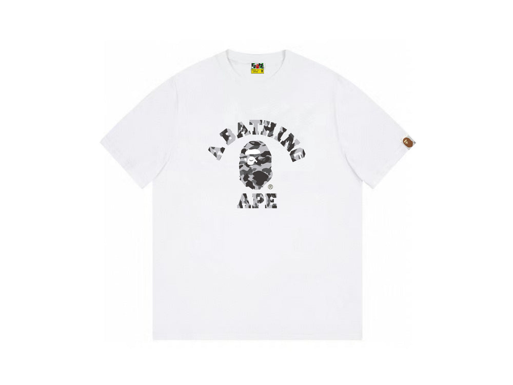 High version cross-border summer new trendy brand BAPE Little Ape Man letter seamless cylindrical 260G pure cotton short sleeved T-shirt (30)
