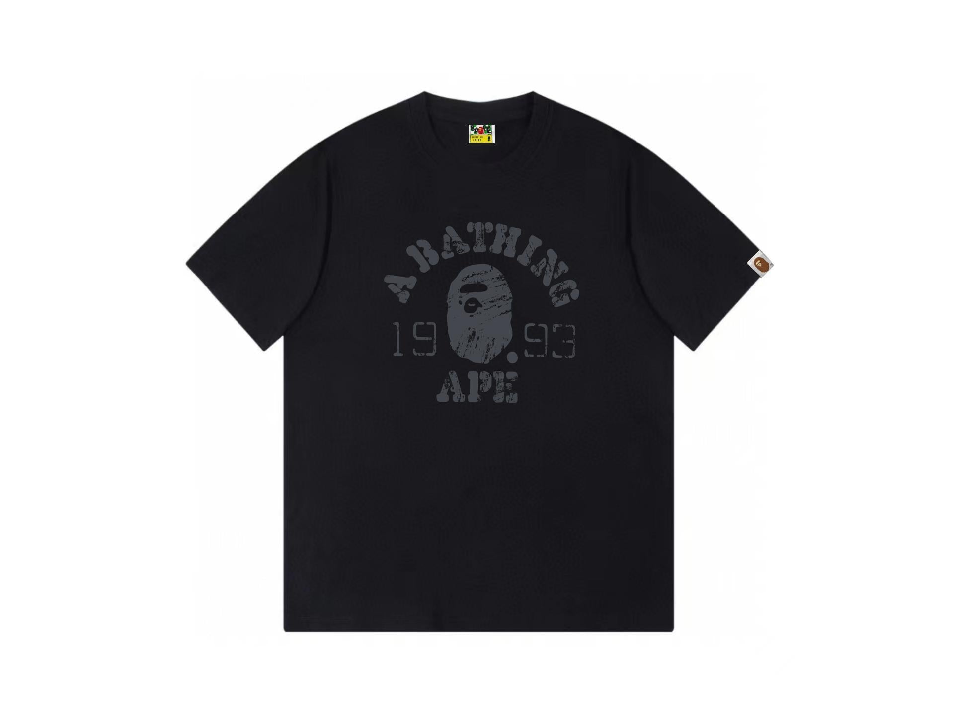High version cross-border summer new trendy brand BAPE Little Ape Man letter seamless cylindrical 260G pure cotton short sleeved T-shirt (38)