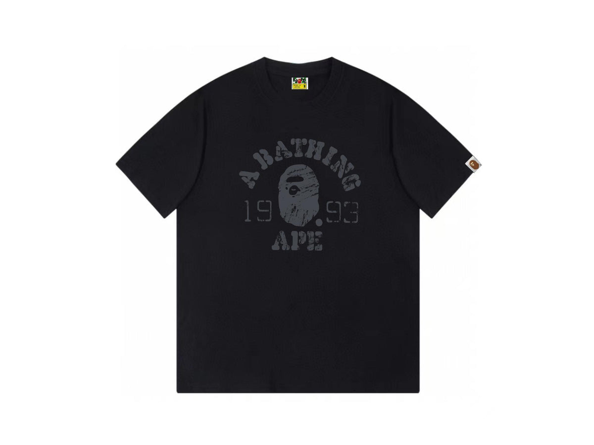 High version cross-border summer new trendy brand BAPE Little Ape Man letter seamless cylindrical 260G pure cotton short sleeved T-shirt (38)