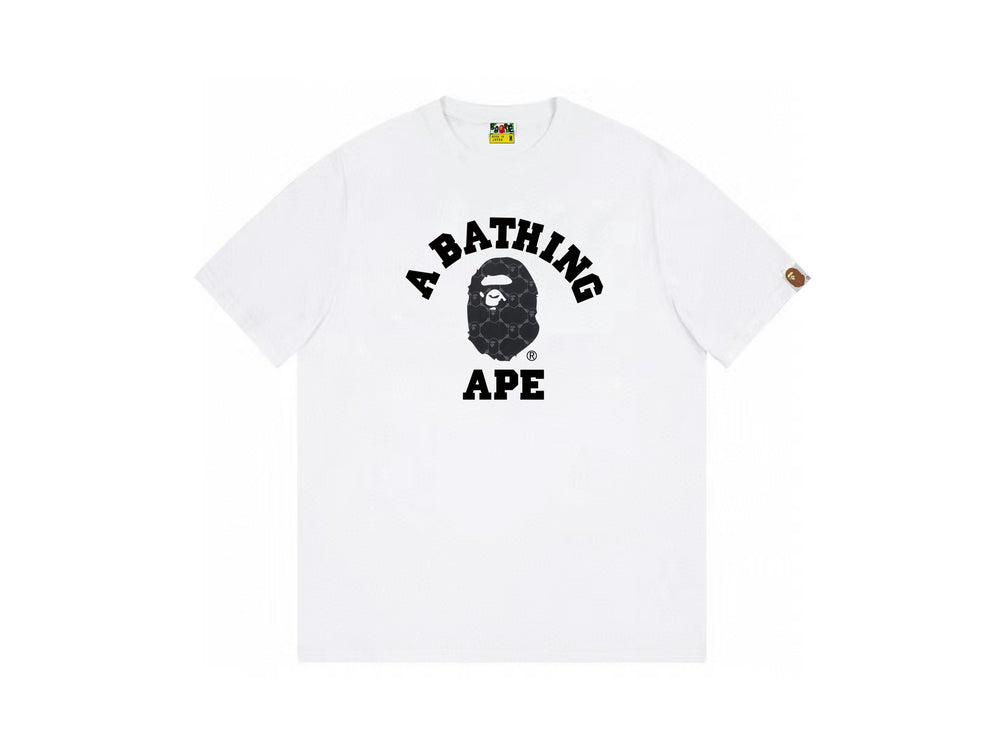High version cross-border summer new trendy brand BAPE Little Ape Man letter seamless cylindrical 260G pure cotton short sleeved T-shirt (10)