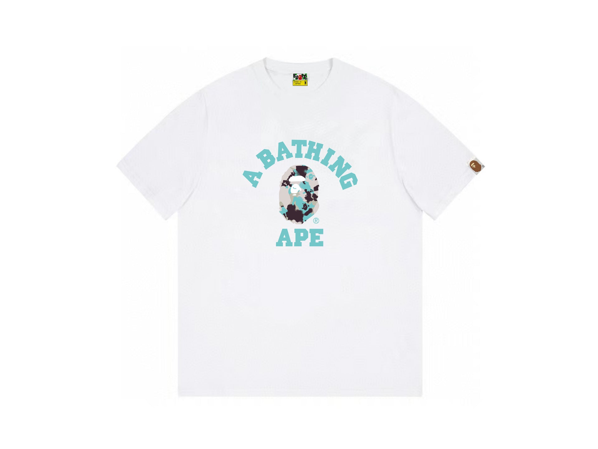 High version cross-border summer new trendy brand BAPE Little Ape Man letter seamless cylindrical 260G pure cotton short sleeved T-shirt (1)