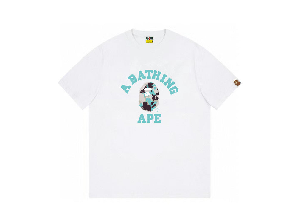 High version cross-border summer new trendy brand BAPE Little Ape Man letter seamless cylindrical 260G pure cotton short sleeved T-shirt (1)
