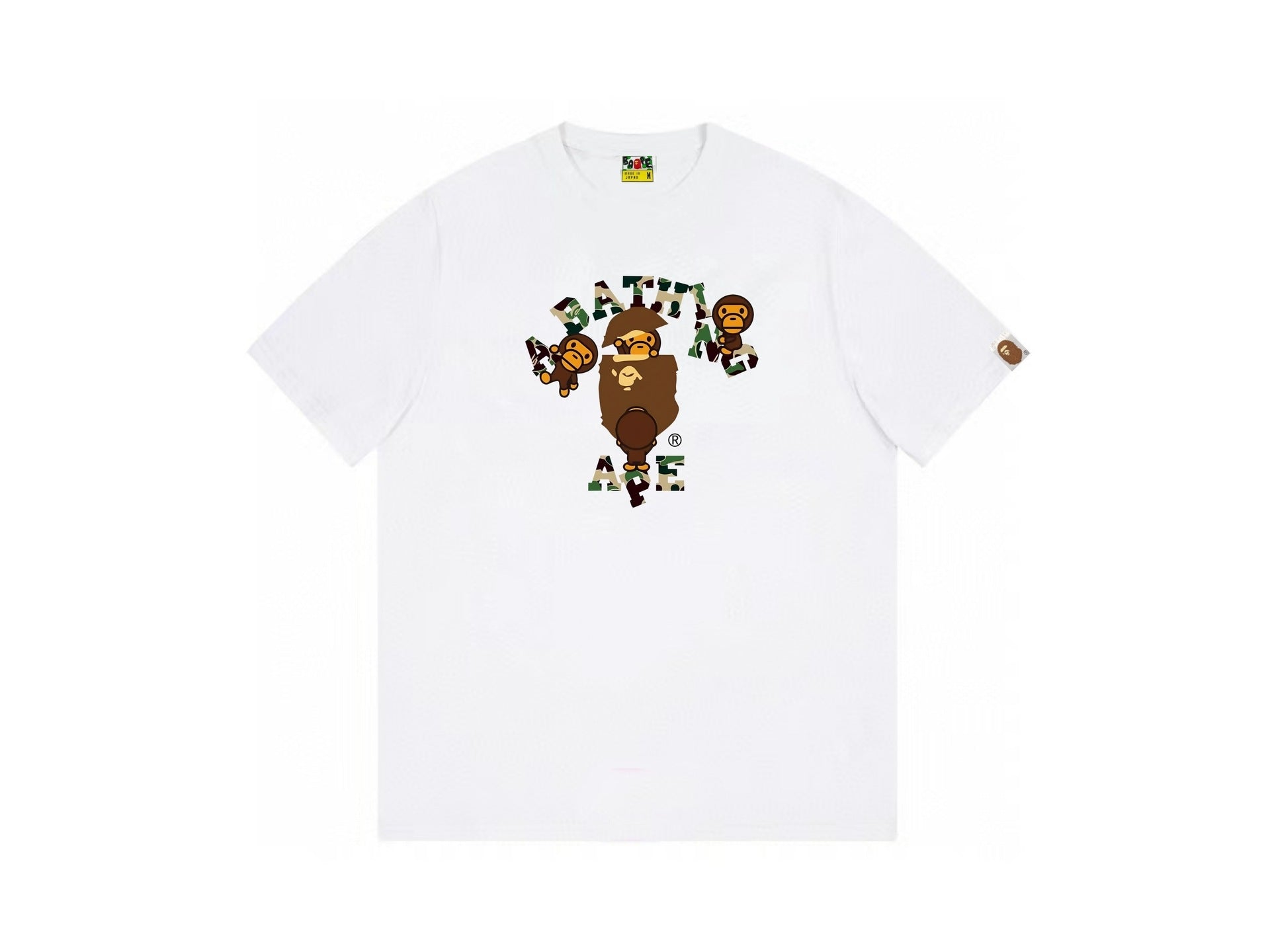 High version cross-border summer new trendy brand BAPE Little Ape Man letter seamless cylindrical 260G pure cotton short sleeved T-shirt (5)