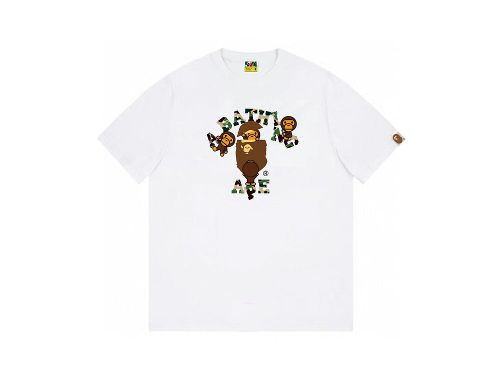 High version cross-border summer new trendy brand BAPE Little Ape Man letter seamless cylindrical 260G pure cotton short sleeved T-shirt (5)