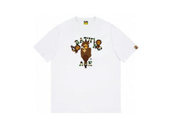 High version cross-border summer new trendy brand BAPE Little Ape Man letter seamless cylindrical 260G pure cotton short sleeved T-shirt (5)