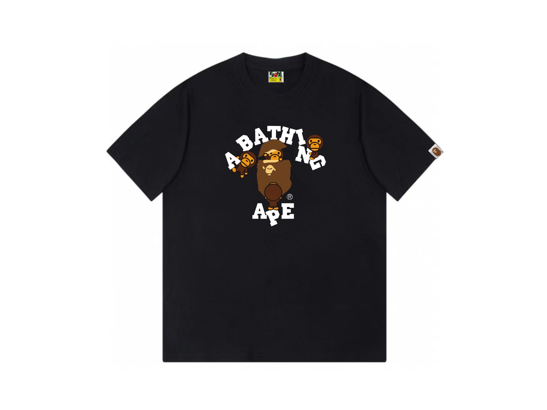 High version cross-border summer new trendy brand BAPE Little Ape Man letter seamless cylindrical 260G pure cotton short sleeved T-shirt (17)
