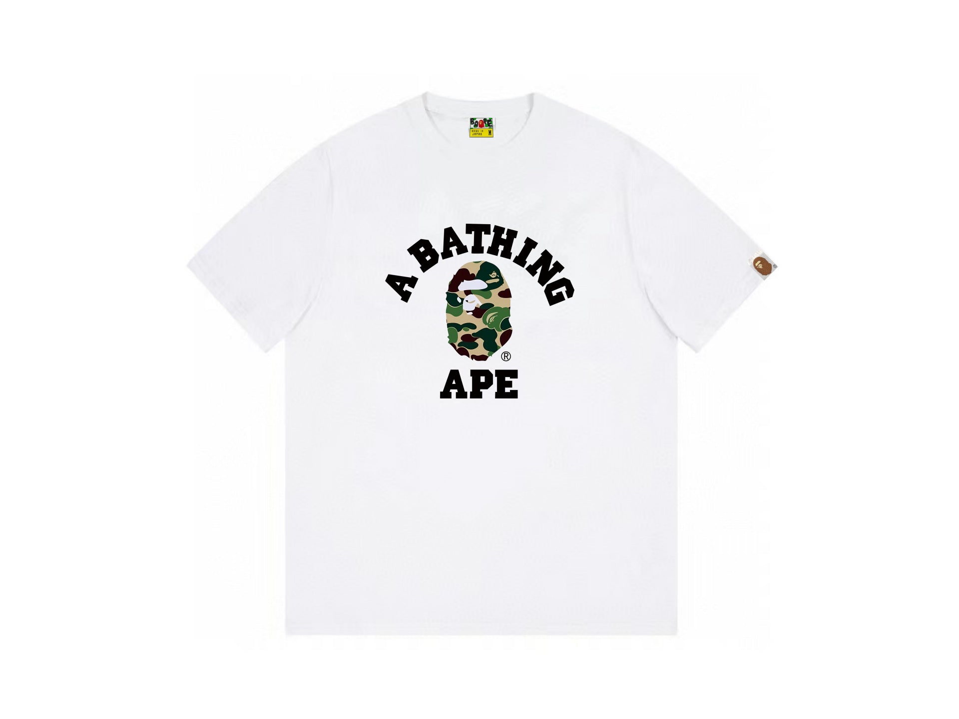 High version cross-border summer new trendy brand BAPE Little Ape Man letter seamless cylindrical 260G pure cotton short sleeved T-shirt (33)