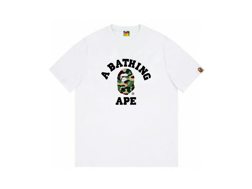 High version cross-border summer new trendy brand BAPE Little Ape Man letter seamless cylindrical 260G pure cotton short sleeved T-shirt (33)