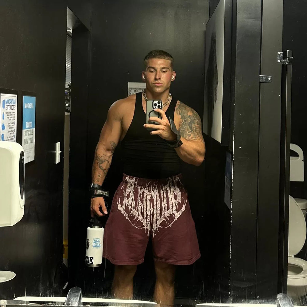 YONGLA trendy men's printed sports and fitness shorts, summer casual trendy basketball and running five quarter pants