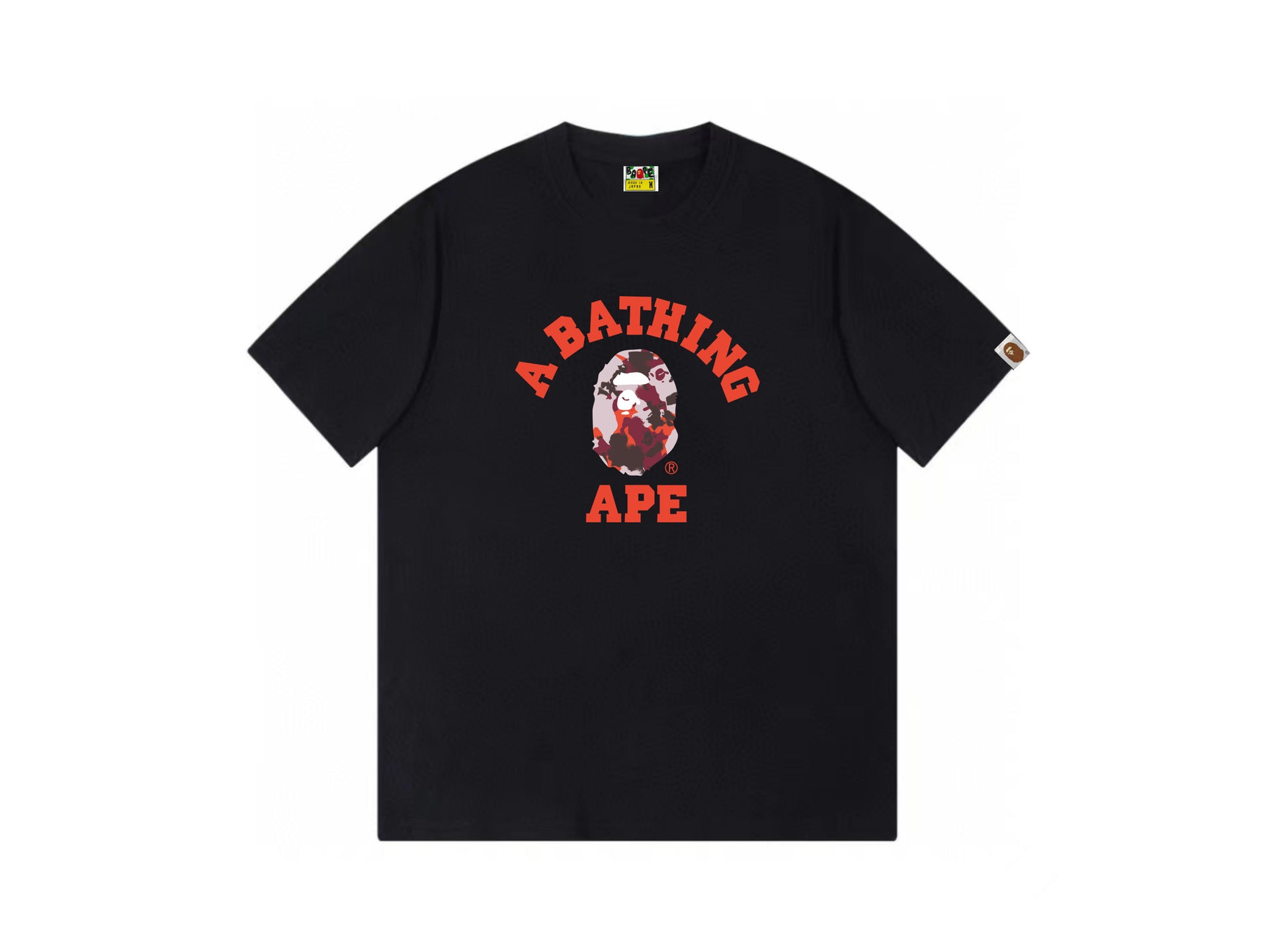 High version cross-border summer new trendy brand BAPE Little Ape Man letter seamless cylindrical 260G pure cotton short sleeved T-shirt (1)
