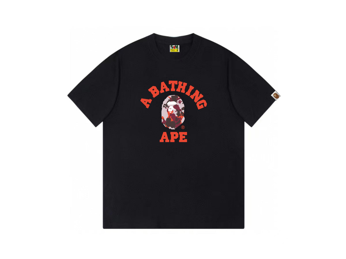 High version cross-border summer new trendy brand BAPE Little Ape Man letter seamless cylindrical 260G pure cotton short sleeved T-shirt (1)
