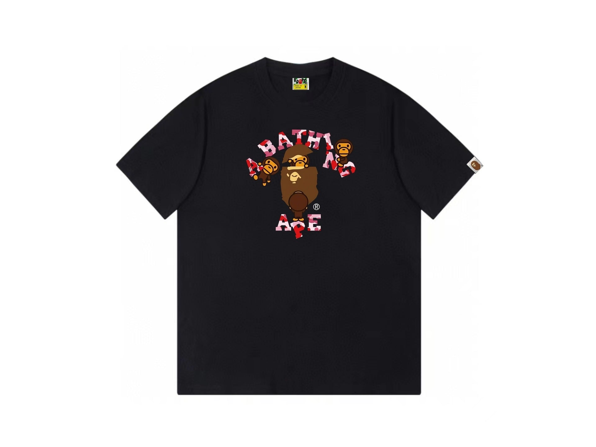 High version cross-border summer new trendy brand BAPE Little Ape Man letter seamless cylindrical 260G pure cotton short sleeved T-shirt (6)