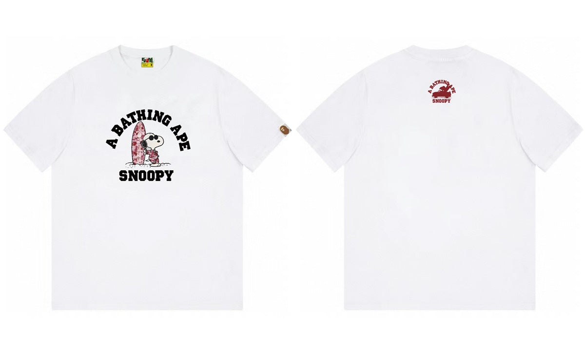 High version cross-border summer new trendy brand BAPE Little Ape Man letter seamless cylindrical 260G pure cotton short sleeved T-shirt (19)