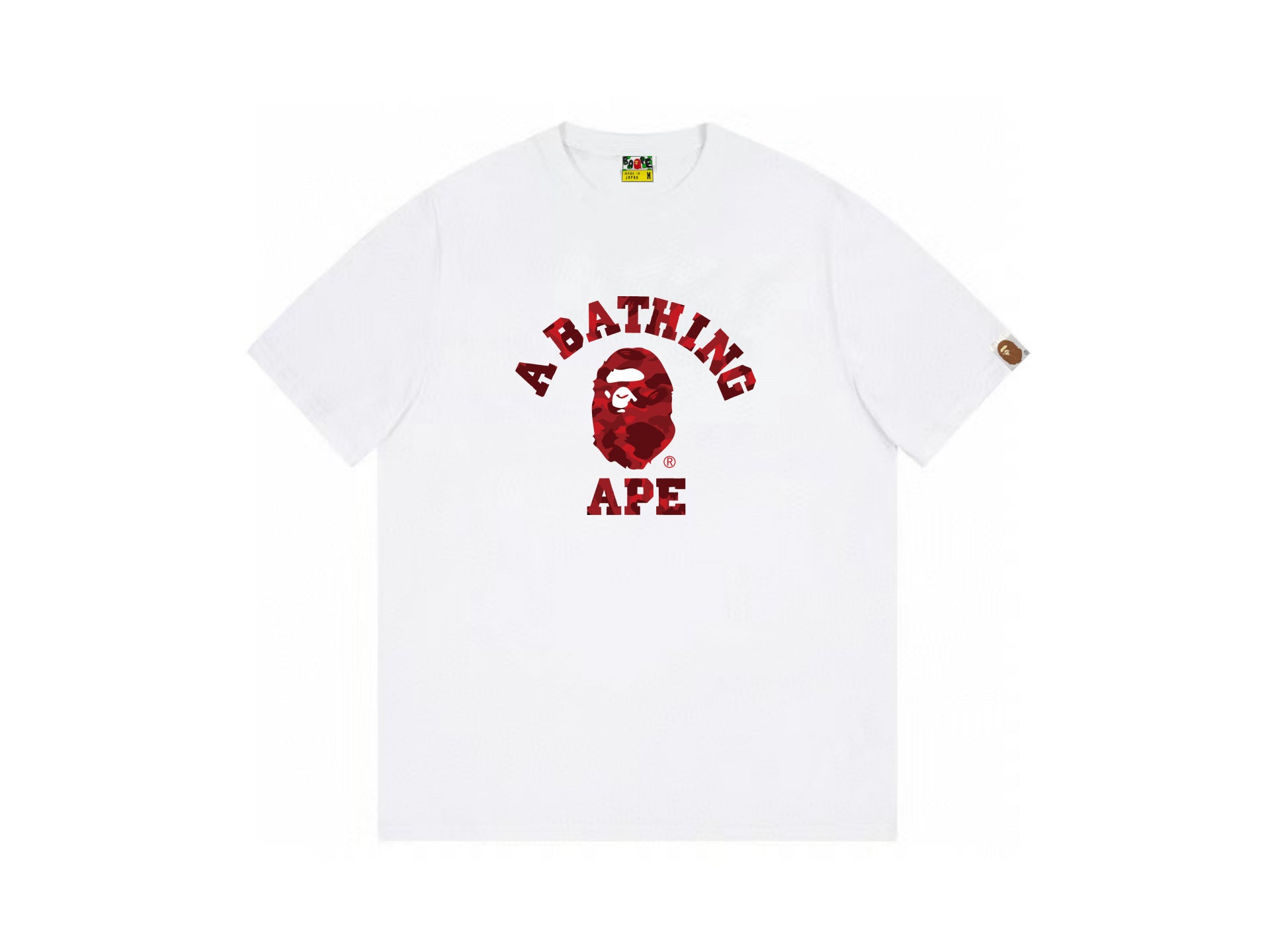 High version cross-border summer new trendy brand BAPE Little Ape Man letter seamless cylindrical 260G pure cotton short sleeved T-shirt (31)