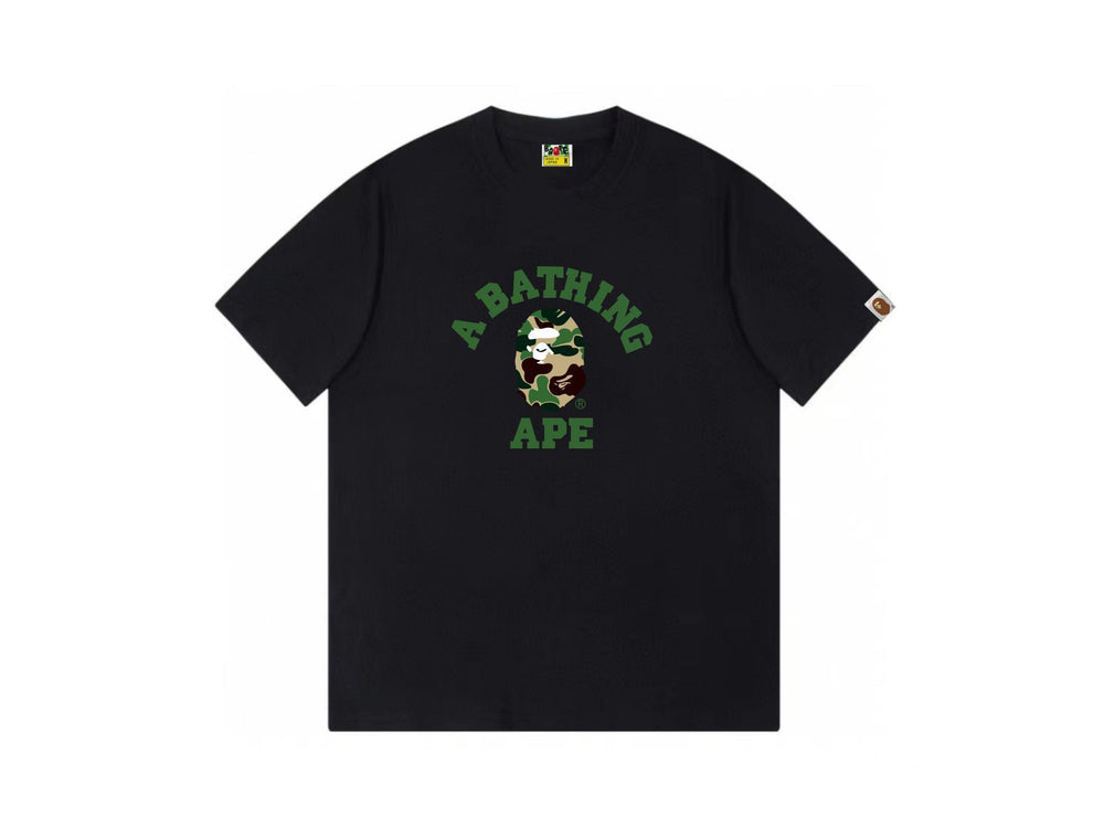 High version cross-border summer new trendy brand BAPE Little Ape Man letter seamless cylindrical 260G pure cotton short sleeved T-shirt (37)