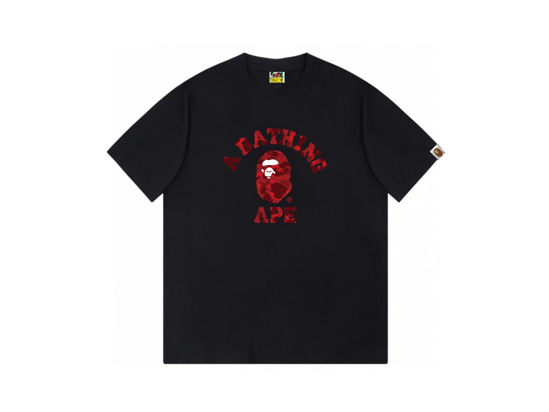 High version cross-border summer new trendy brand BAPE Little Ape Man letter seamless cylindrical 260G pure cotton short sleeved T-shirt (31)