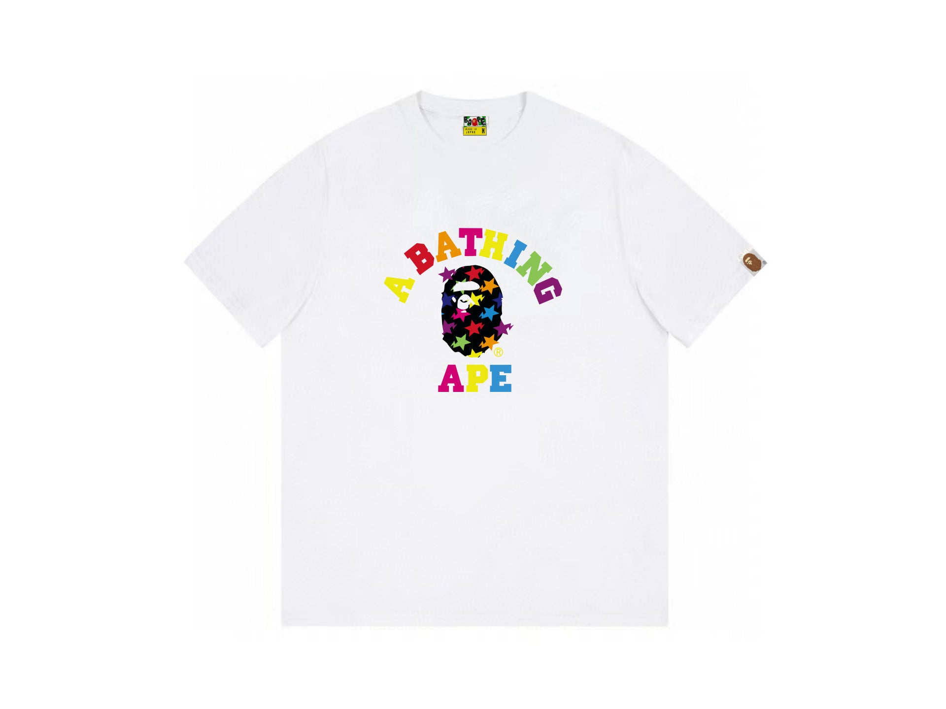 High version cross-border summer new trendy brand BAPE Little Ape Man letter seamless cylindrical 260G pure cotton short sleeved T-shirt (21)