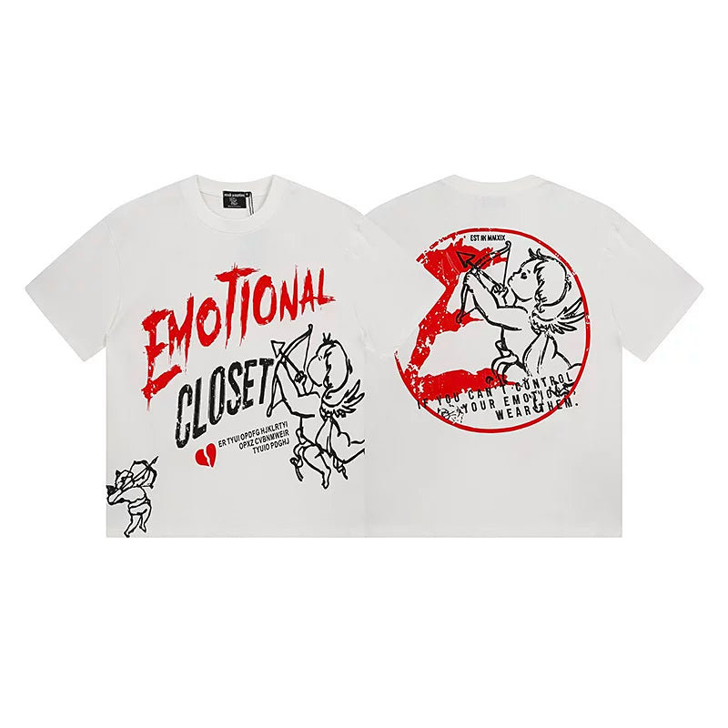 MIXED EMOTION Emotional Closet Cupid Graphic Short Sleeve T-Shirt - White