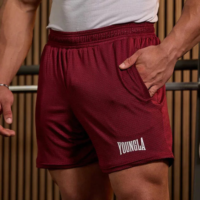 YOONGLA Summer Men's Shorts Jogger Muscle Exercise Fitness Mesh Quick Drying Breathable Training Beach Pants