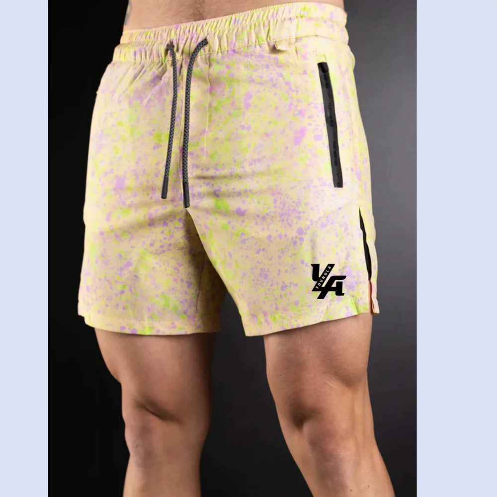 Youngla Summer Men's Sports Shorts Summer Outdoor Beach Shorts Knee High Running Speed Dry Fitness Shorts