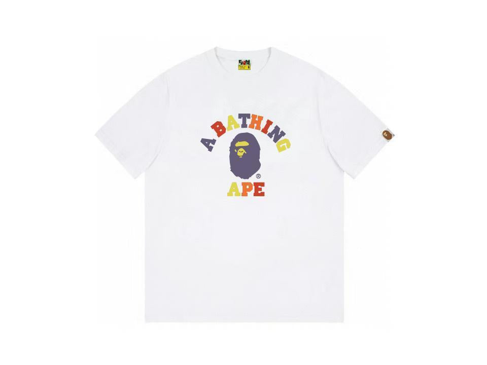 High version cross-border summer new trendy brand BAPE Little Ape Man letter seamless cylindrical 260G pure cotton short sleeved T-shirt (39)
