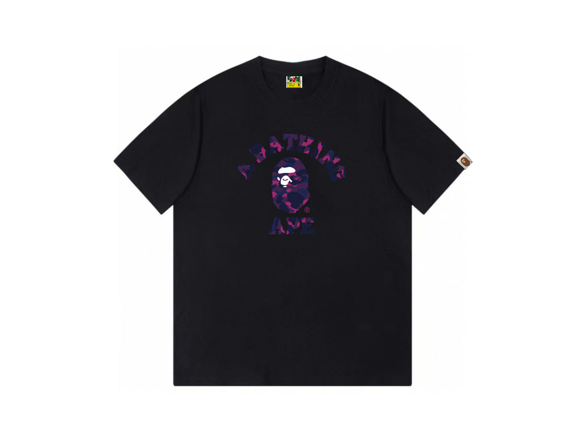 High version cross-border summer new trendy brand BAPE Little Ape Man letter seamless cylindrical 260G pure cotton short sleeved T-shirt (29)