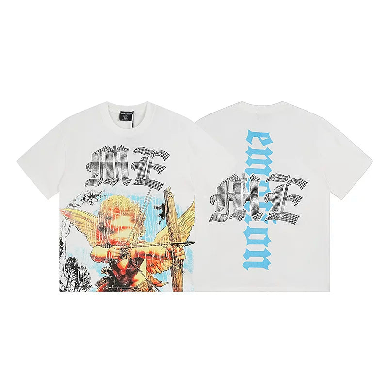 MIXED EMOTION Angel Archer Graphic Short Sleeve T-Shirt - Off-White