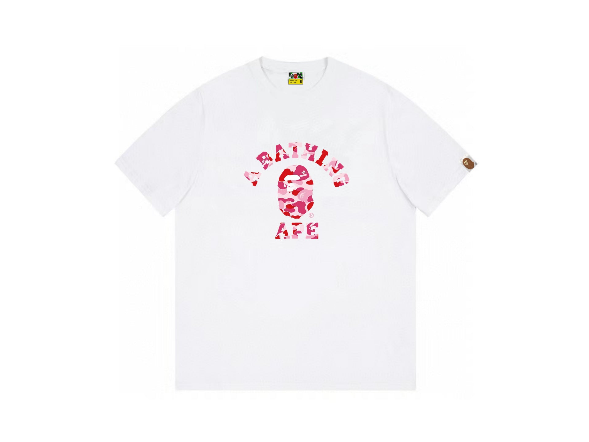 High version cross-border summer new trendy brand BAPE Little Ape Man letter seamless cylindrical 260G pure cotton short sleeved T-shirt (24)