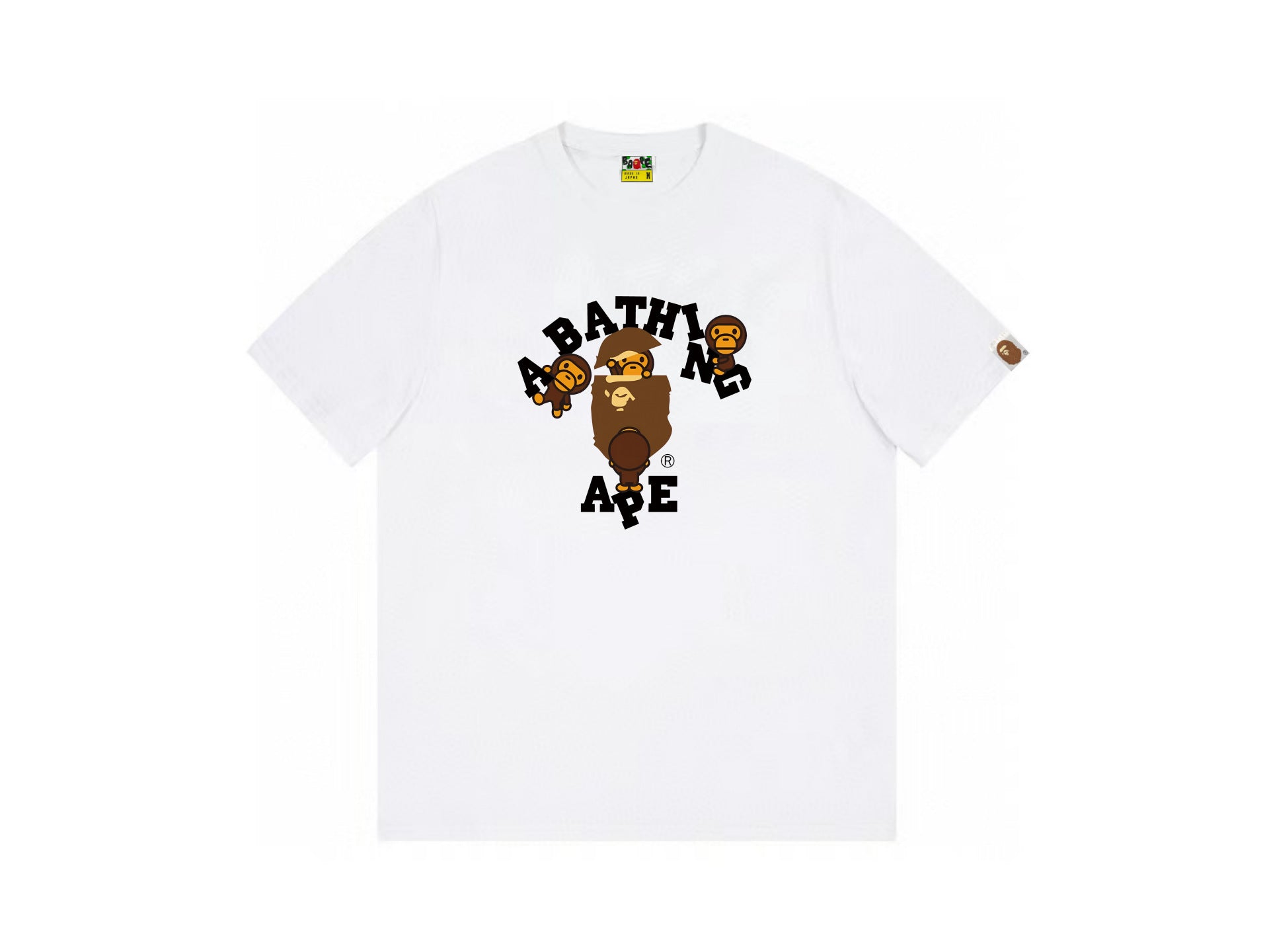 High version cross-border summer new trendy brand BAPE Little Ape Man letter seamless cylindrical 260G pure cotton short sleeved T-shirt (17)