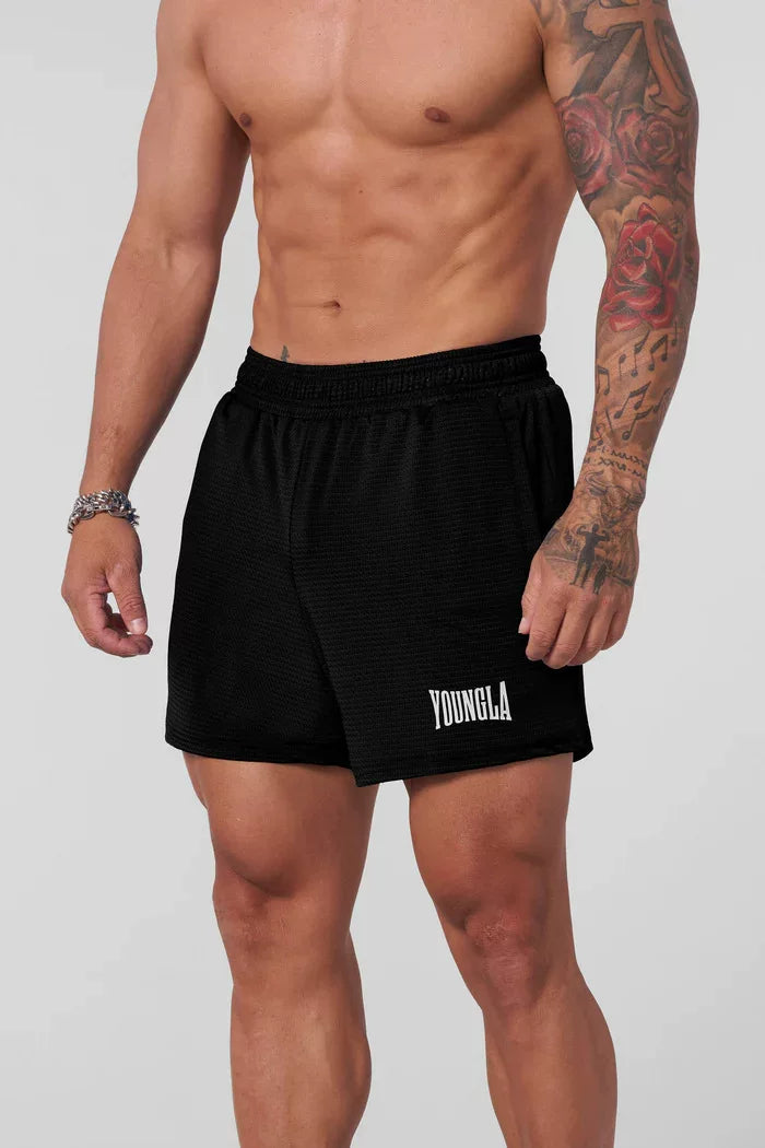 YOONGLA Summer Men's Shorts Jogger Muscle Exercise Fitness Mesh Quick Drying Breathable Training Beach Pants