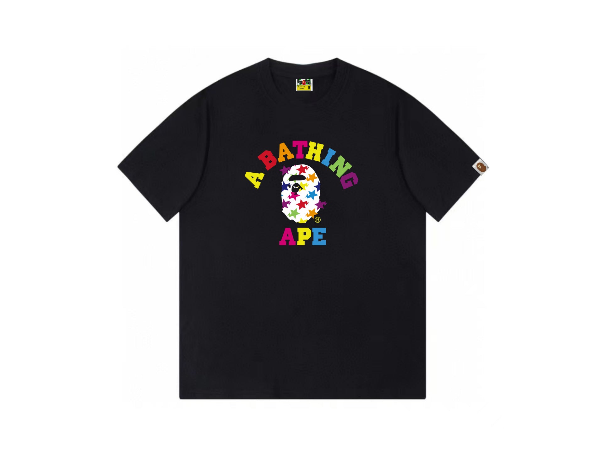 High version cross-border summer new trendy brand BAPE Little Ape Man letter seamless cylindrical 260G pure cotton short sleeved T-shirt (21)