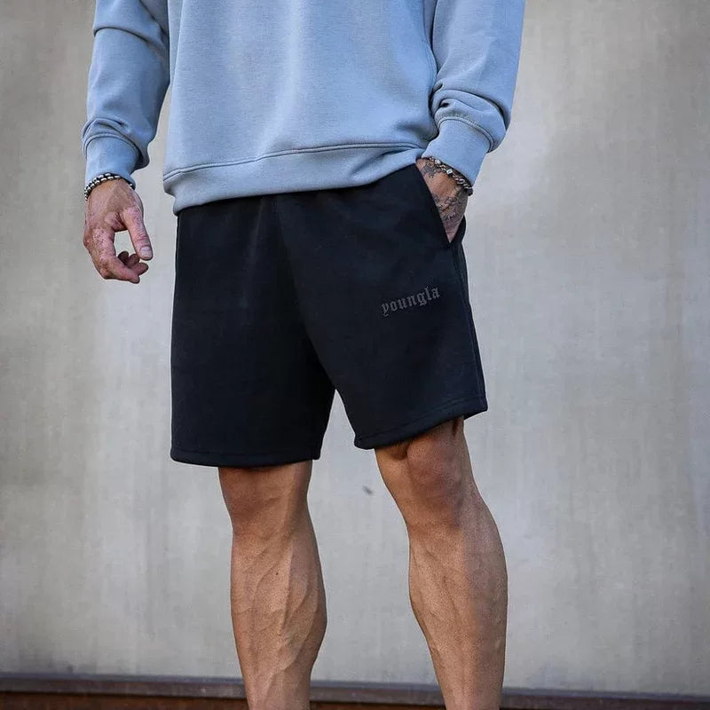 YOUNG LA American style new muscle fitness running straight shorts, summer casual trendy brand loose cross-border pants