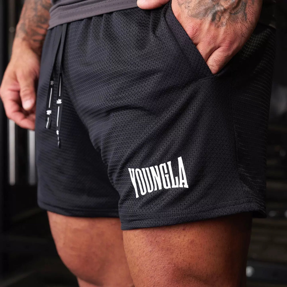 YOONGLA Summer Men's Shorts Jogger Muscle Exercise Fitness Mesh Quick Drying Breathable Training Beach Pants