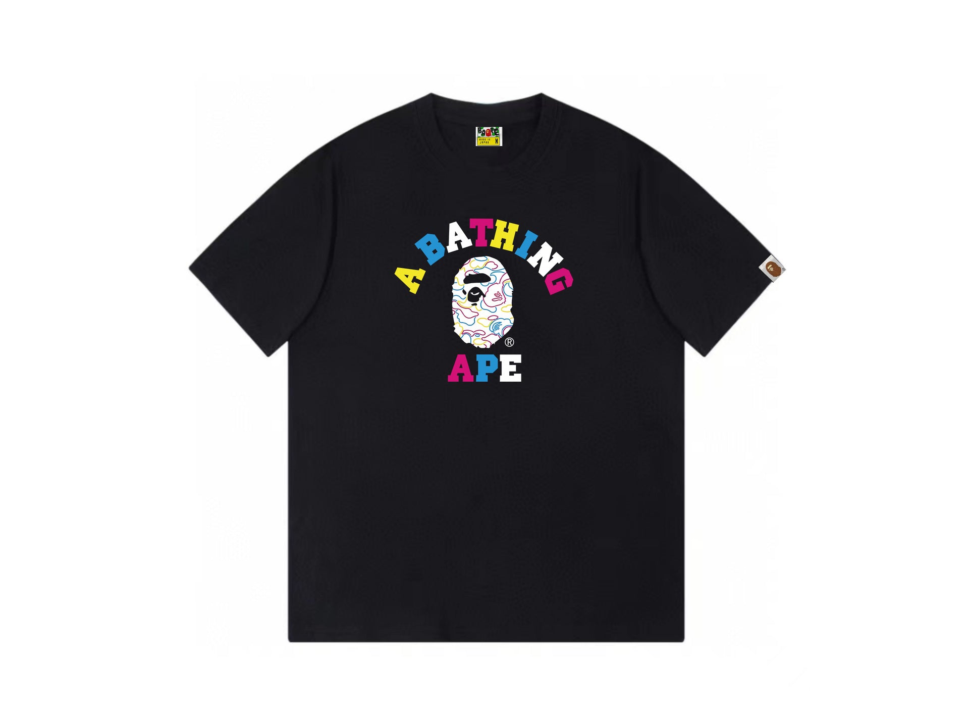 High version cross-border summer new trendy brand BAPE Little Ape Man letter seamless cylindrical 260G pure cotton short sleeved T-shirt (13)