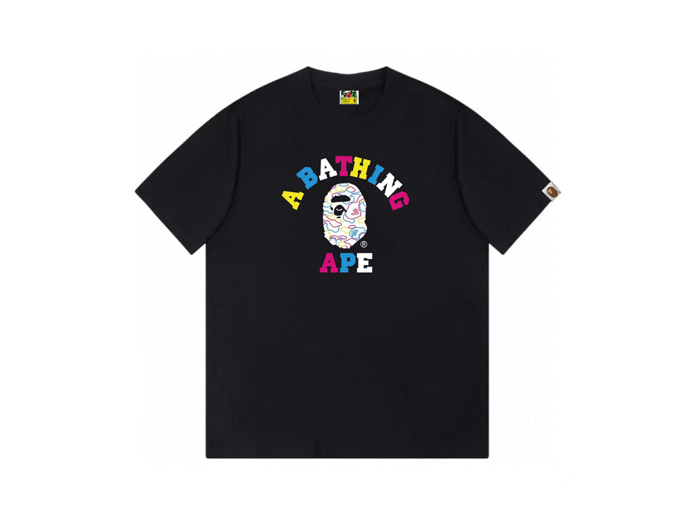 High version cross-border summer new trendy brand BAPE Little Ape Man letter seamless cylindrical 260G pure cotton short sleeved T-shirt (13)