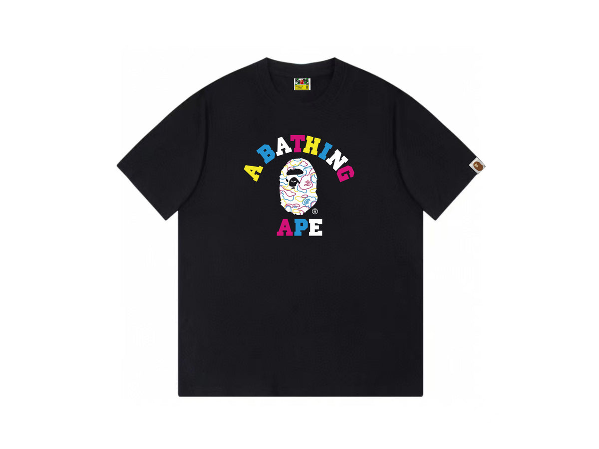 High version cross-border summer new trendy brand BAPE Little Ape Man letter seamless cylindrical 260G pure cotton short sleeved T-shirt (13)