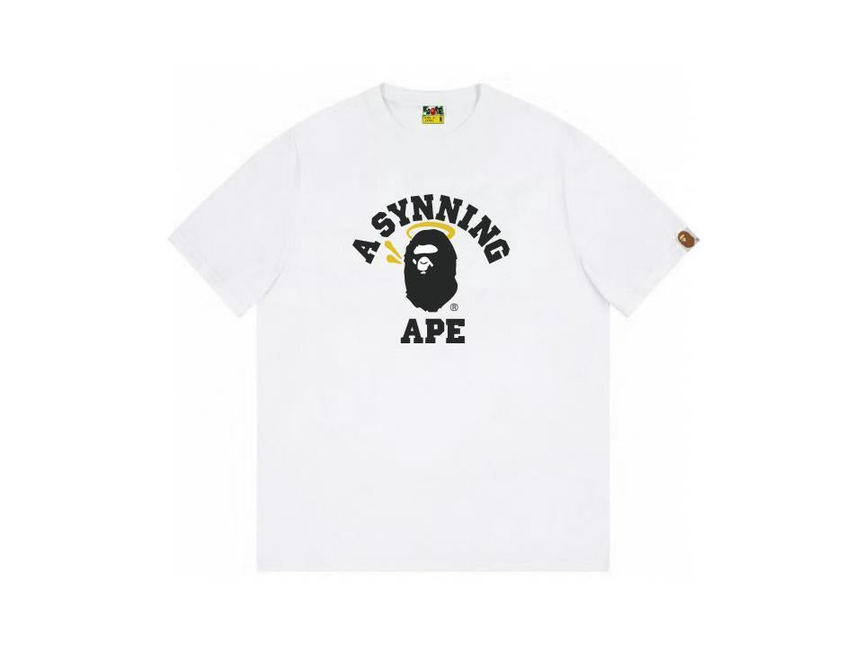 High version cross-border summer new trendy brand BAPE Little Ape Man letter seamless cylindrical 260G pure cotton short sleeved T-shirt (40)