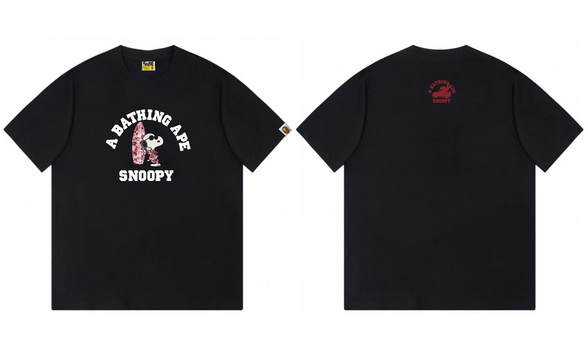 High version cross-border summer new trendy brand BAPE Little Ape Man letter seamless cylindrical 260G pure cotton short sleeved T-shirt (19)
