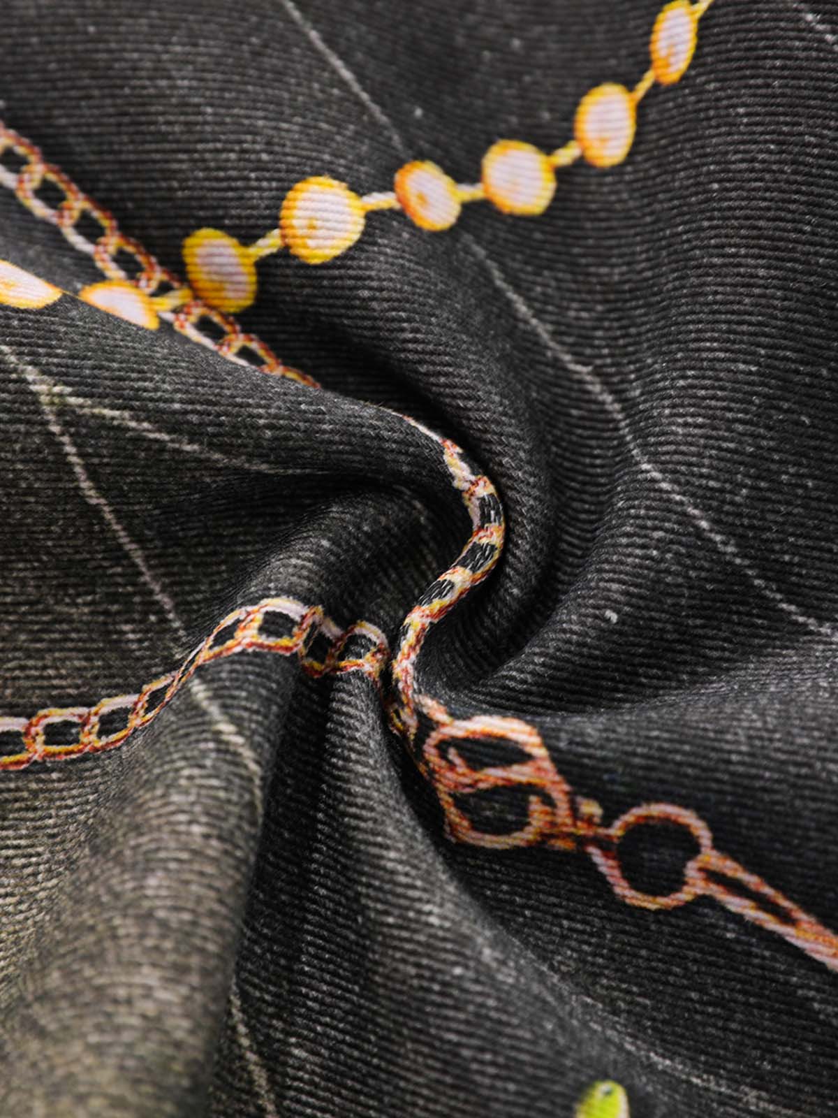 3D Chain Key Print Jeans