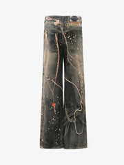 3D Chain Key Print Jeans