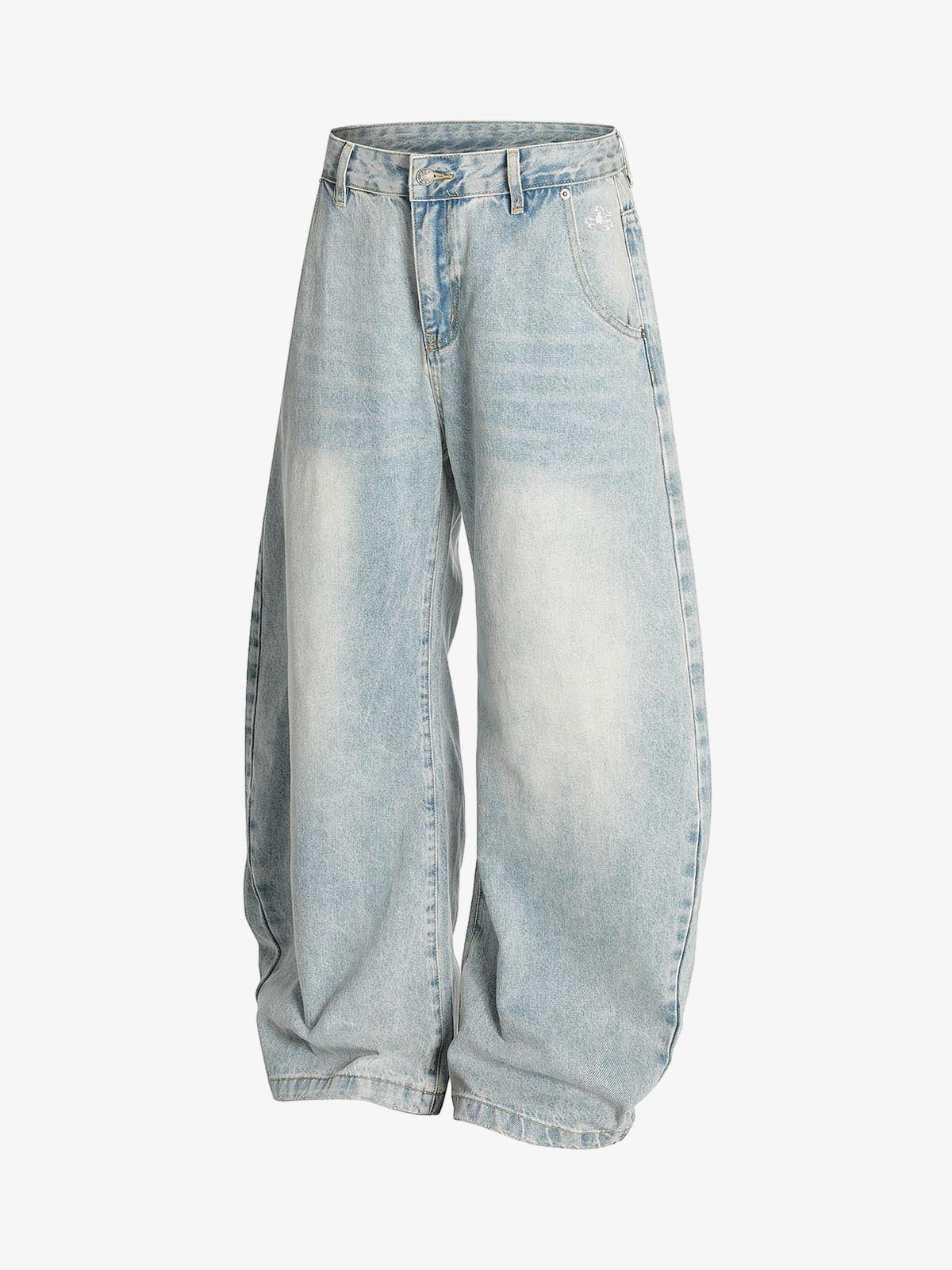 Denim Washed Distressed Barrel Jeans - 2511