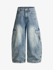 Vintage Cargo Pocket Washed Barrel Jeans