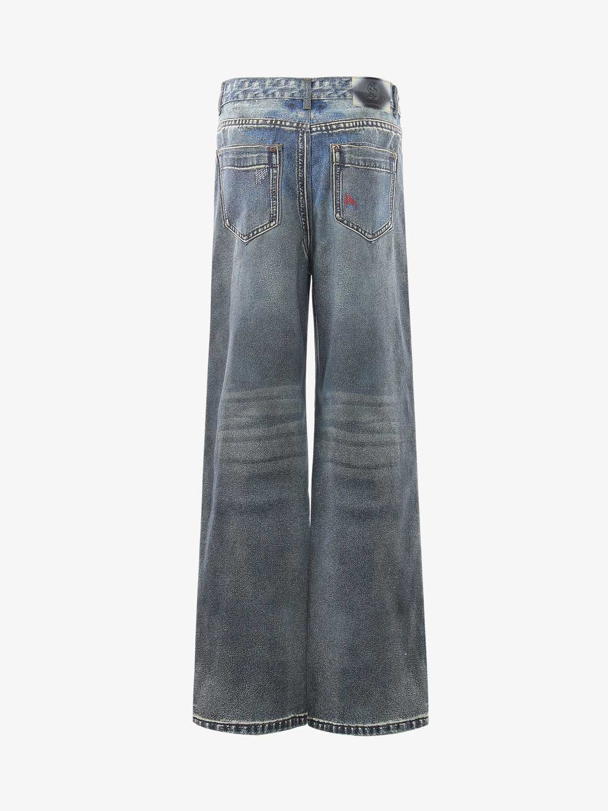 Vintage 3D Appliqué Denim Jeans